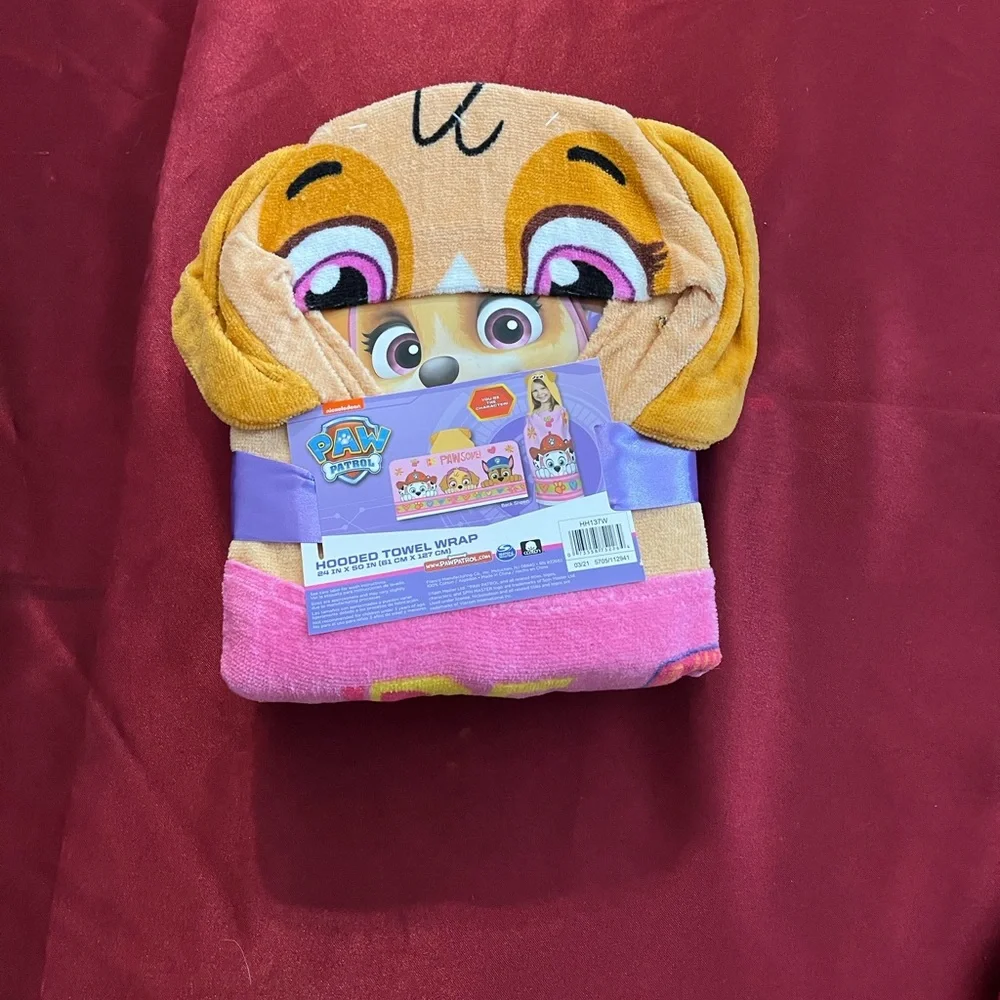 Kids Hooded Towel Wrap - Pink and Brown